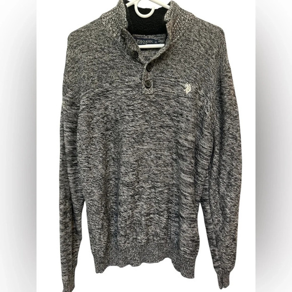 US Polo Assn Sweater Mens Long Sleeve 1/4 Button Pullover sweater - Picture 1 of 8